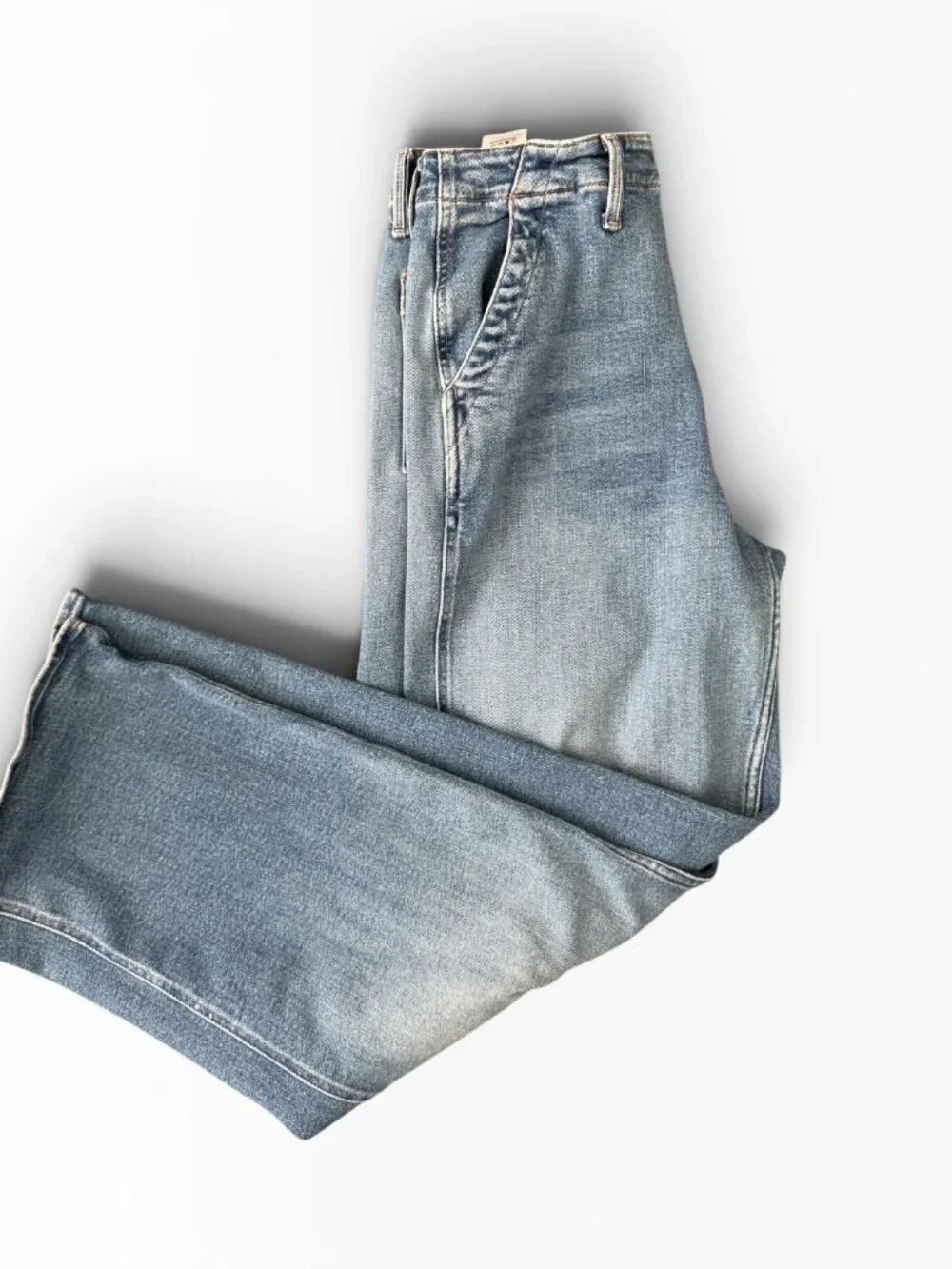MOTHER The Major Zip Skimp Jeans- High rise/medium wash/wide leg- 28